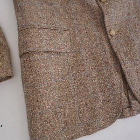 Vintage Austin Hill Tan Tweed Wool Double Button Blazer Size 41 - Picture 7 of 13